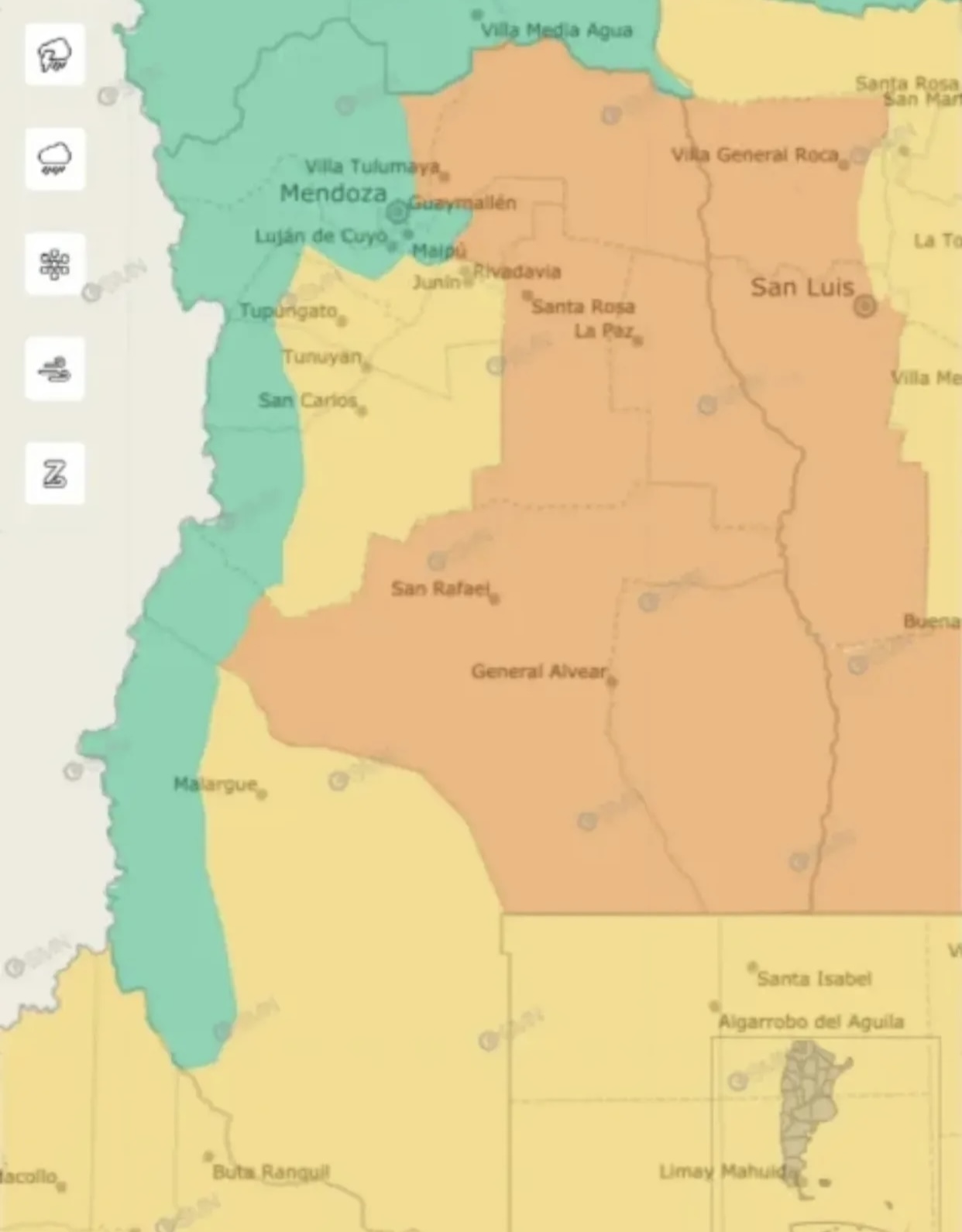 Zona Este : Alerta naranja por tormentas fuertes para este miércoles